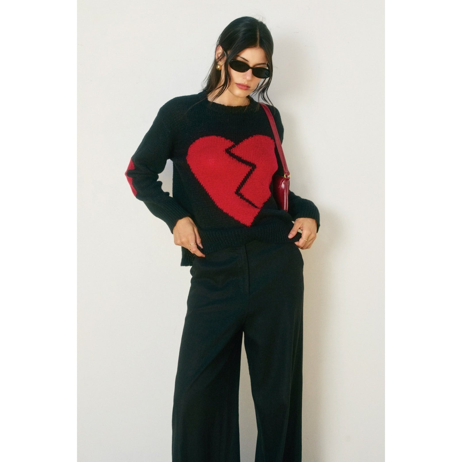 Broken Heart Sweater- Black-