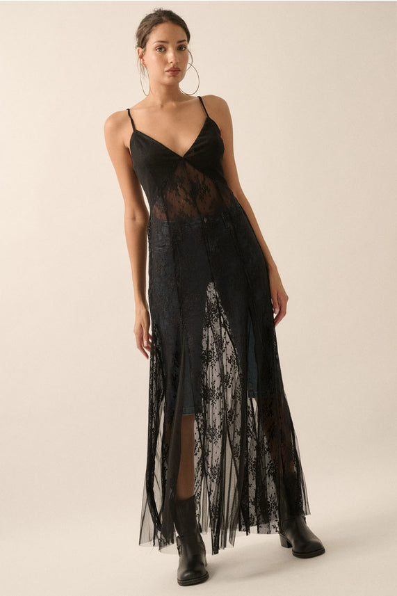 Sheer Maxi Layering Dress- Black – Alternate Route Outfitters