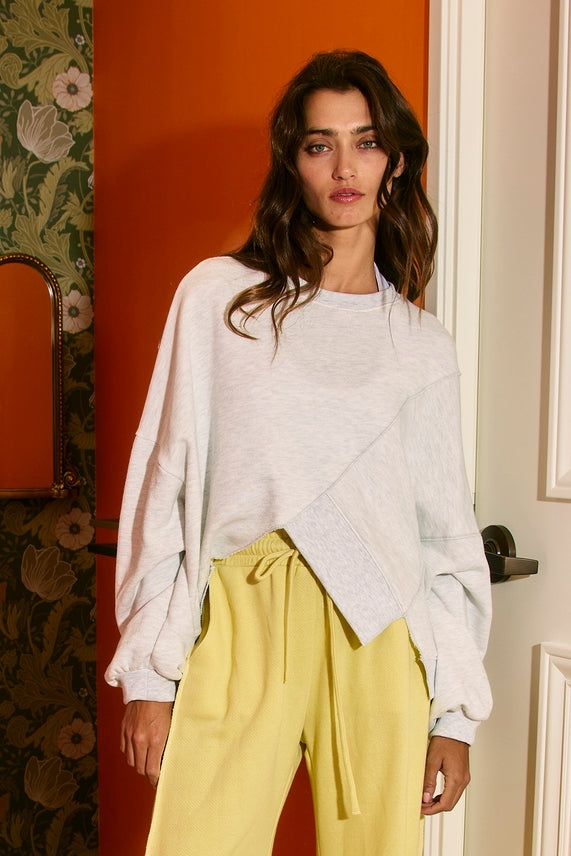 Asymmetric Hem Terry Top- Ash Grey-