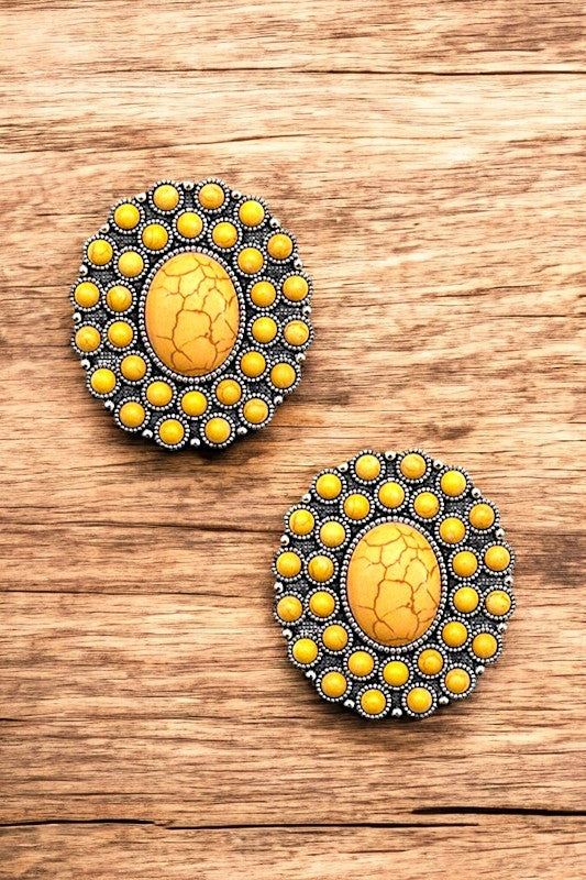 Post Earring- 190551- Yellow