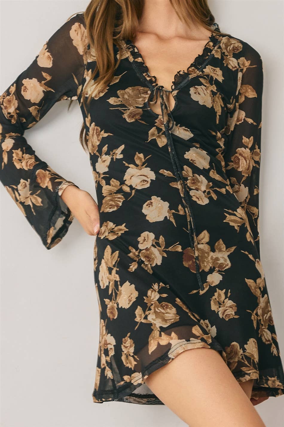 Floral Mini Dress- Black