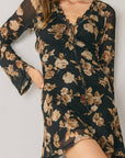 Floral Mini Dress- Black