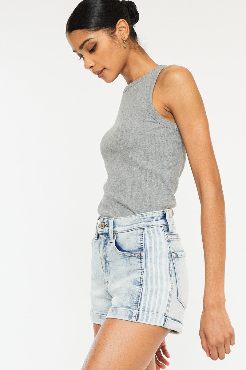 Light Wash High Rise Short- Side Panel - KC6357L