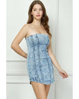 Vintage Wash Denim Tube Dress-
