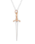 Sterling Silver Sword Necklace with Bronze Handle