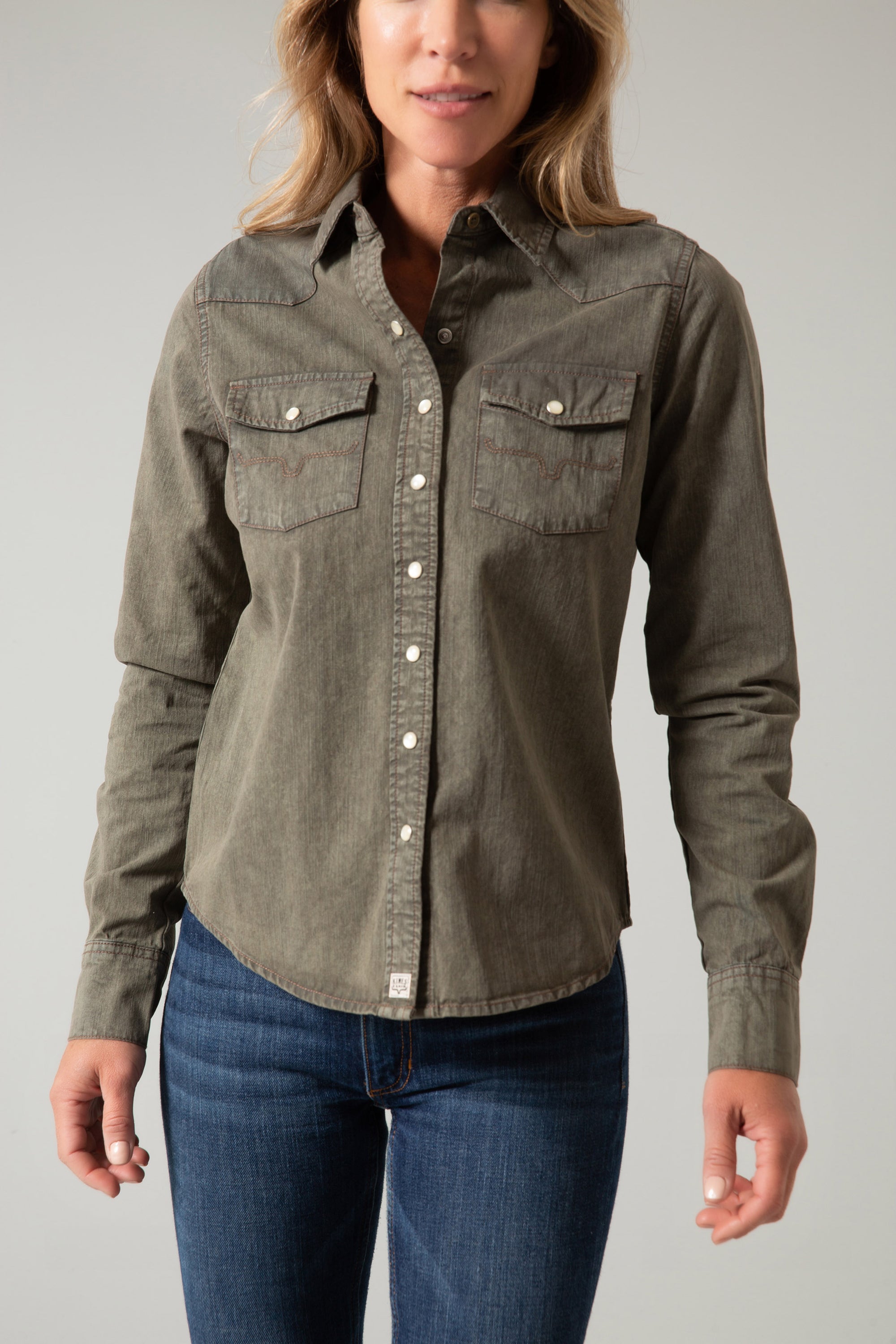 Kaycee Denim Top- Army- 