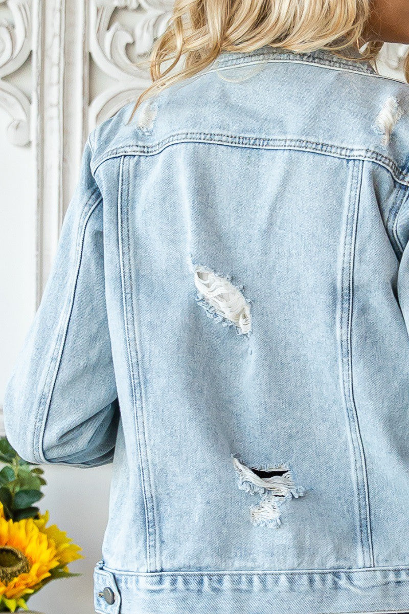 Distressed Denim with Crystal Details and Fringe 