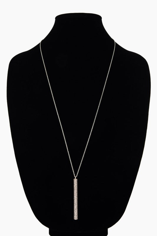 Black Extra Long Bar Necklace with Matching Earrings