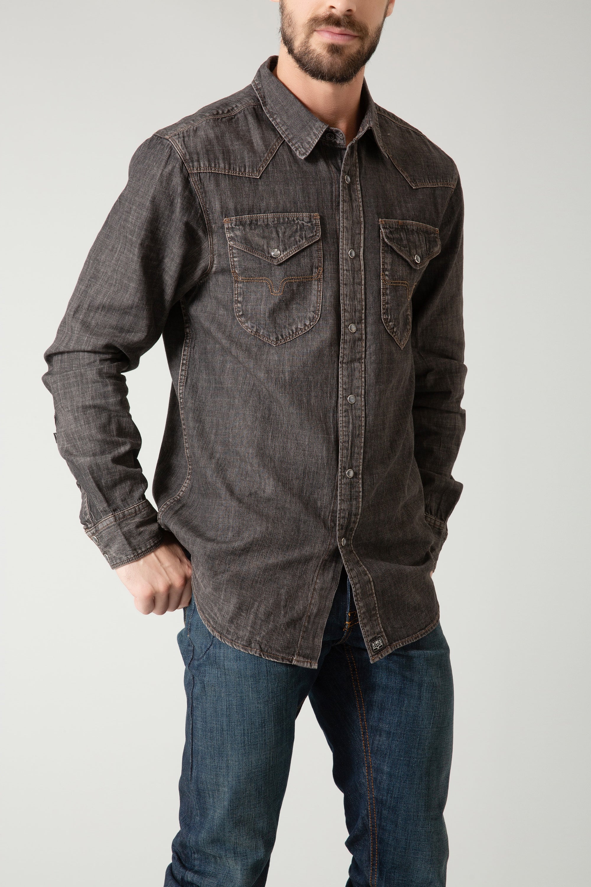 Grimes Dress Shirt- Black Denim 