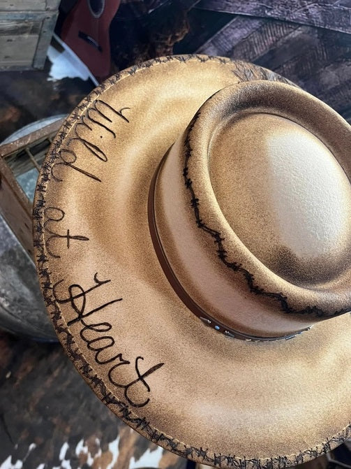 Custom Artist Burned Hat- Wild at Heart