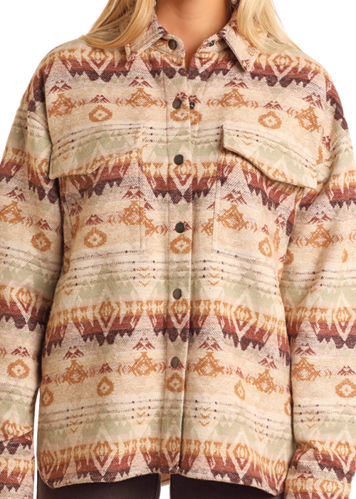 Aztec Shacket- BW92C05263- Eggshell- 