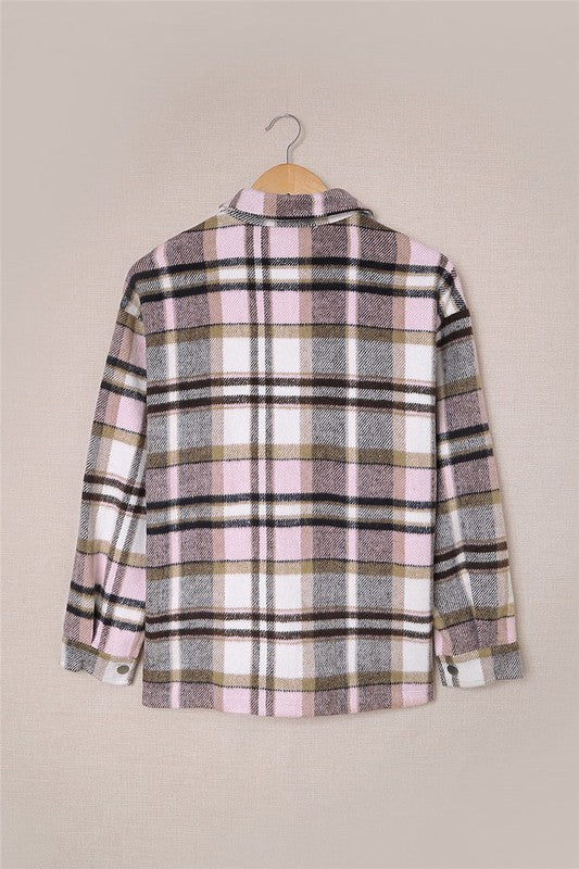 Plaid Flannel Shacket with Silver Buttons 