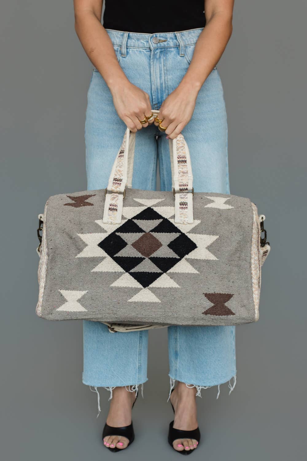 Taupe, Cream, Brown &amp; Black Western Duffel