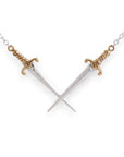 Mixed Metal Crossed Swords Festoon Necklace