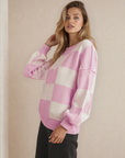 Checkered Sweater- Pink