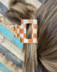 Mini Checked Funky Orange Clip