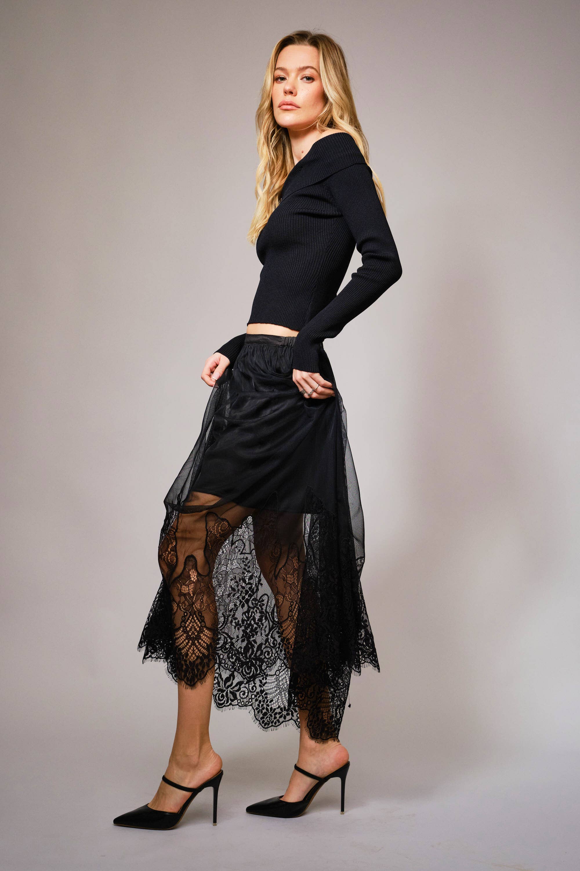 Sheer Lace Maxi Skirt- Black – Alternate Route Outfitters