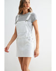 Denim Overall Mini Dress- White