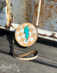 Bolt Checkered Circle Wristlet