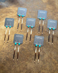 Porcupine Quill & Turquoise Earrings, with Silver Earwires