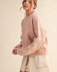 Contrast Scallop Sweater- Pink-