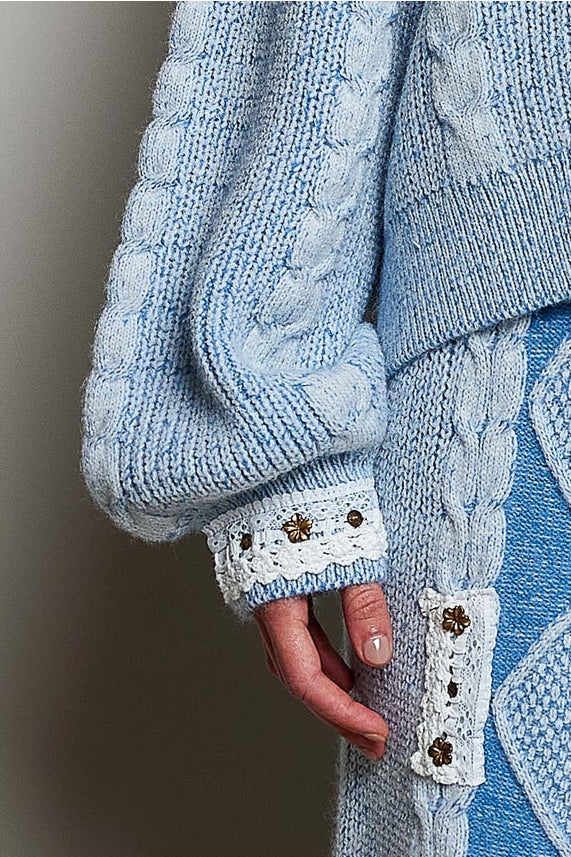V-Neck Sweater- Blue-