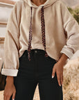 Cropped Waffle Knit Hoodie -
