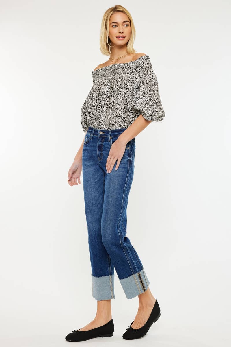 Mid-Rise Cropped Cuffed Straight Jean-