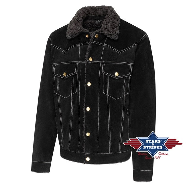 Decker - Genuine Suede Jacket with Sherpa Lining - 