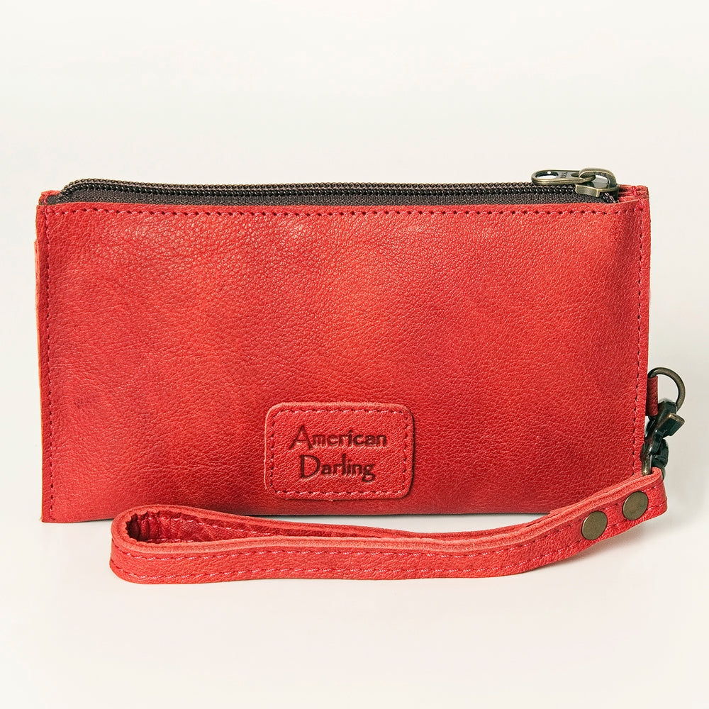 Leather Wallet with Wrist Strap: Red: ADBG811F