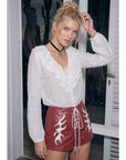 Vegan Leather Lightning Shorts - Red-