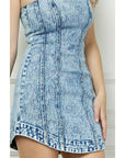 Vintage Wash Denim Tube Dress-