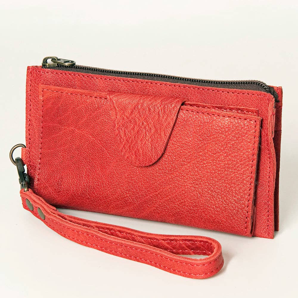 Leather Wallet with Wrist Strap: Red: ADBG811F