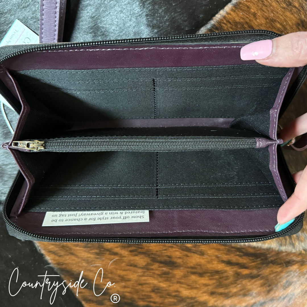Lilac Checkered Leather Wallet