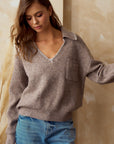 Collared Relaxed Sweater- Latte