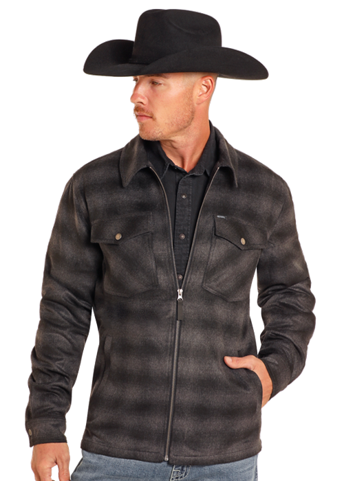 Plaid Full Zip Shacket- BM92C04326- Black 