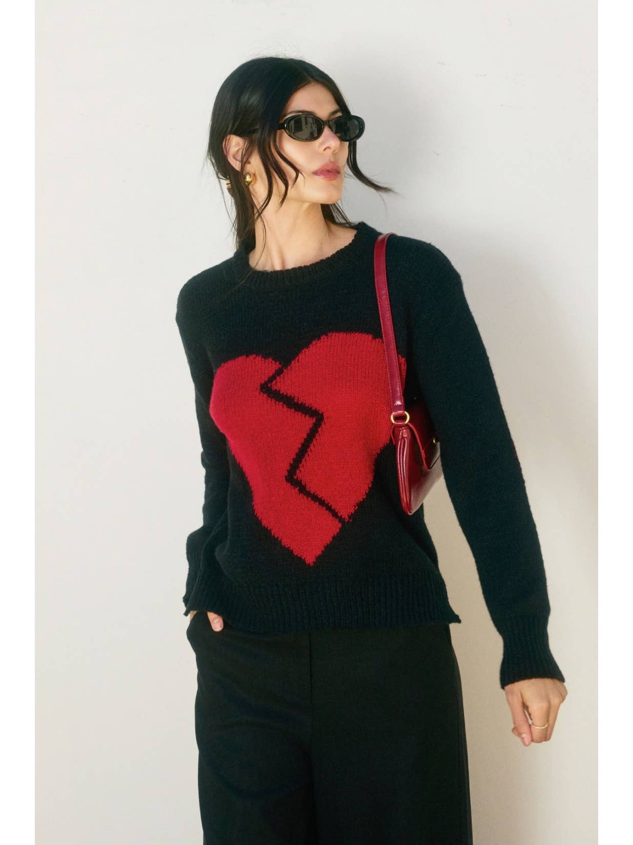 Broken Heart Sweater- Black-