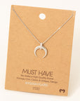 Mini Crescent Horn Necklace- Silver