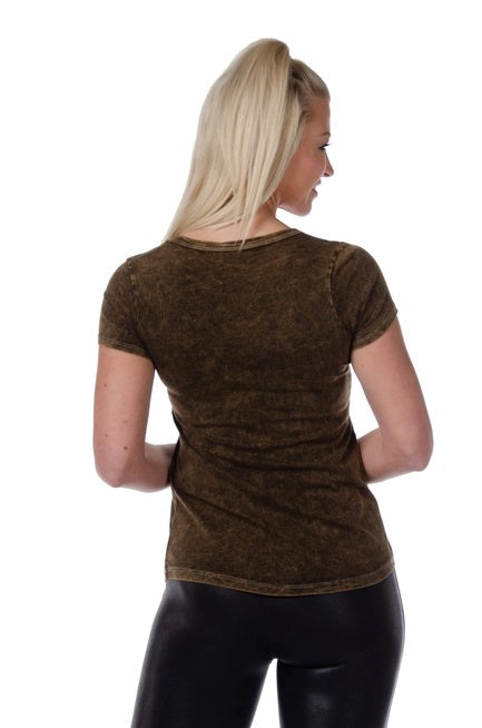 Short Sleeve- Brown- Gold Embellished- 