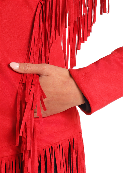 Western Microsuede Jacket- Red- DW93C04158- 