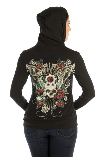 Zip-Up Hoodie- Black- Devilish- 