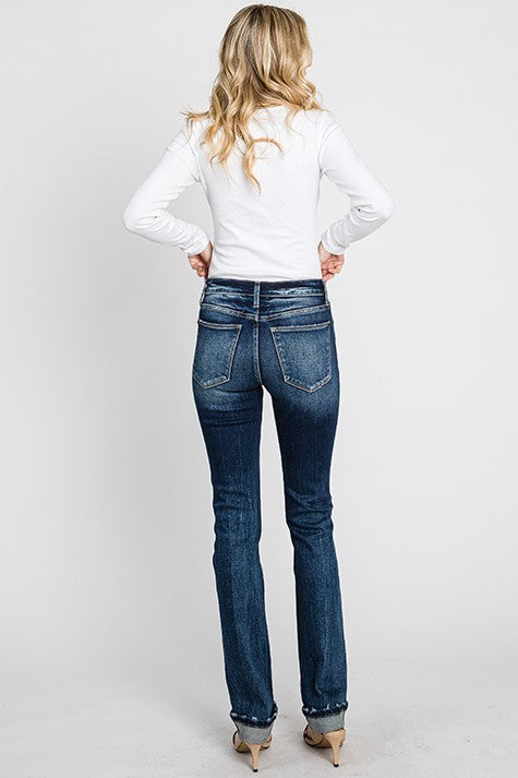 MidRise Slim Straight Cuff Hem- 32inseam- Dark- 