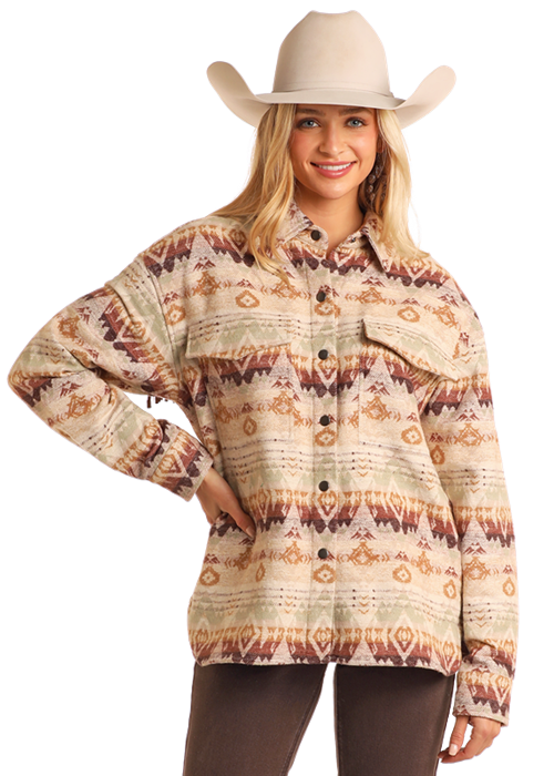 Aztec Shacket- BW92C05263- Eggshell- 