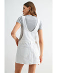 Denim Overall Mini Dress- White