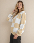 Checkered Sweater- Khaki