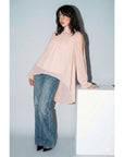 High-Low Chiffon Top- Black