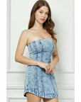 Vintage Wash Denim Tube Dress-