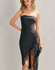 Satin Lace Strapless Dress-