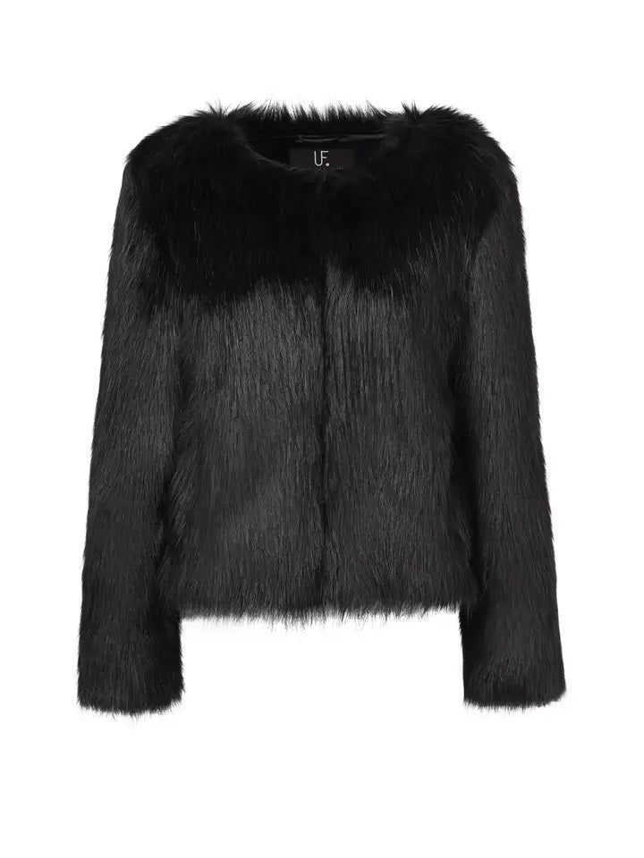 Unreal Dream Luxe Faux Fur Jacket - Black- 