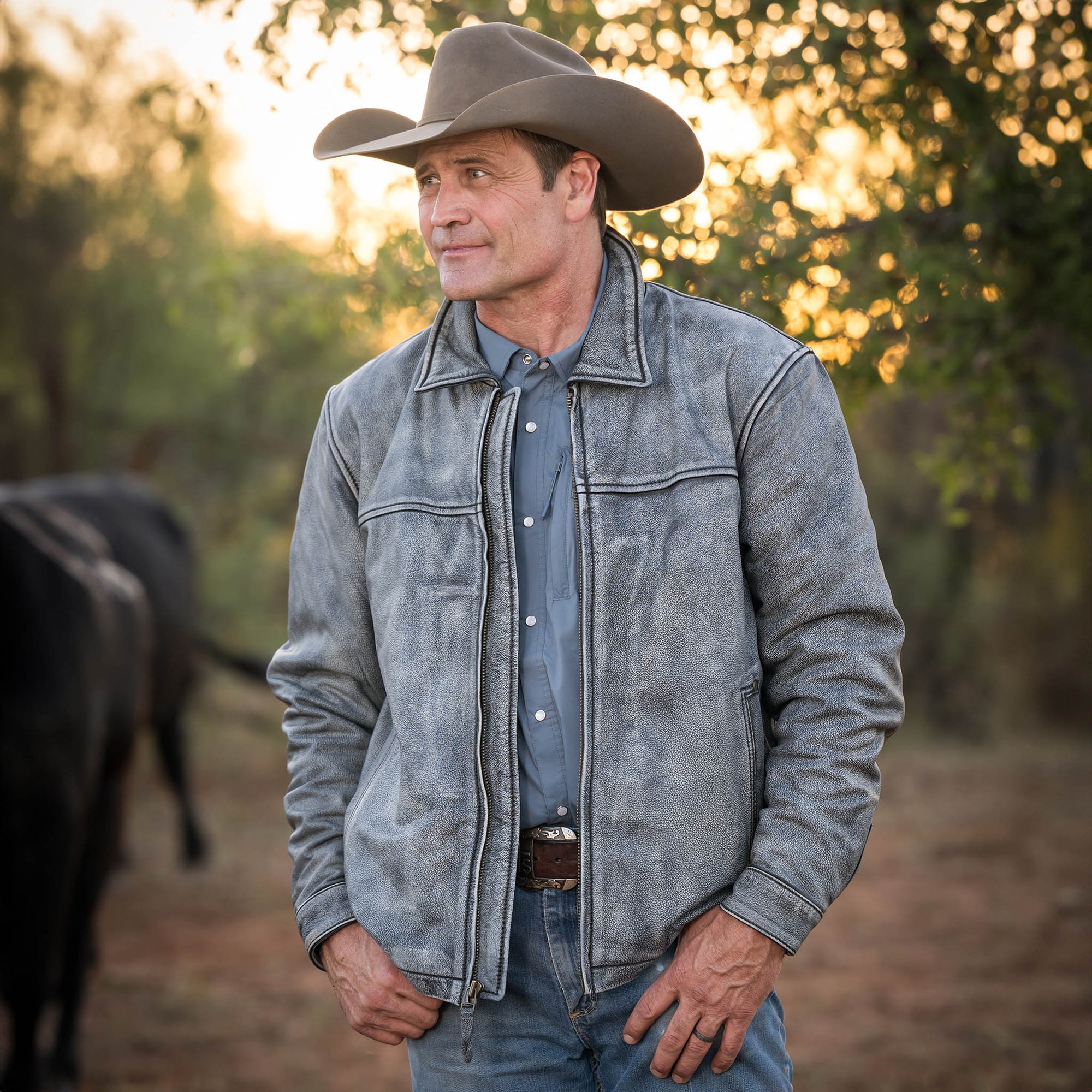 Rifleman Leather Jacket- Stonewash- STS5485